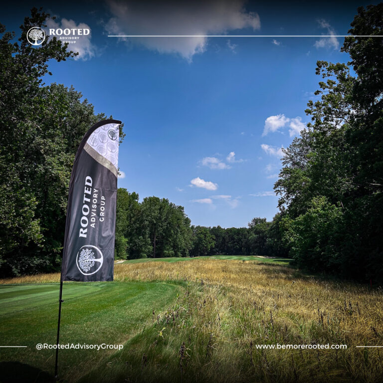 Rooted Advisory Group - Flag and tee box - Putt for Paws 2024